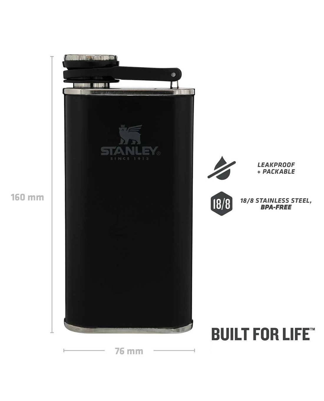 Stanley Classic Wide Mouth Flask 0.23l Matt Schwarz – Bild 3
